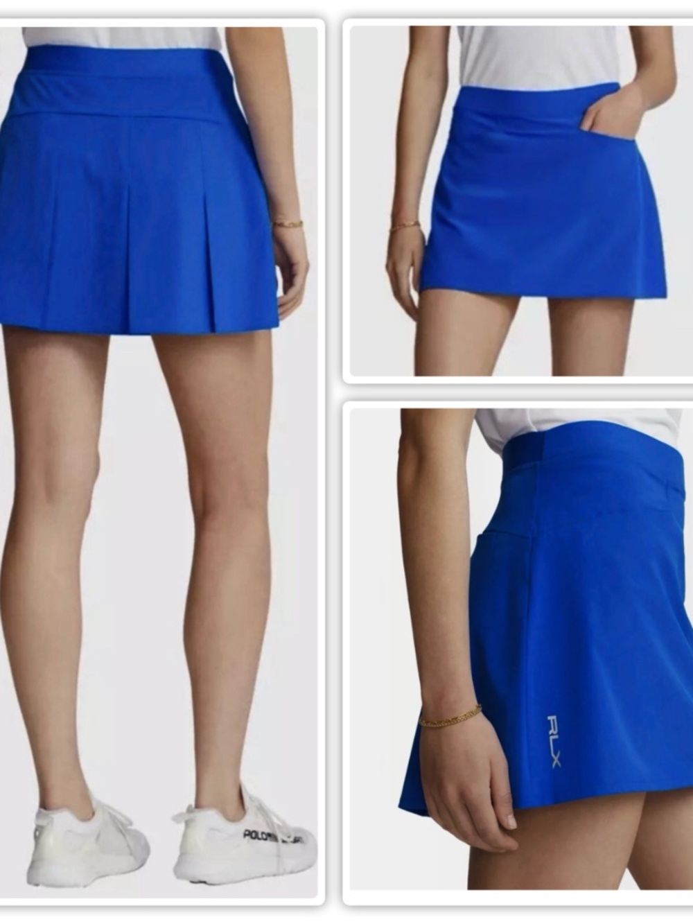 Ralph Lauren RLX 17" Performance Back Pleated Royal Blue Golf Tennis Skort Skirt